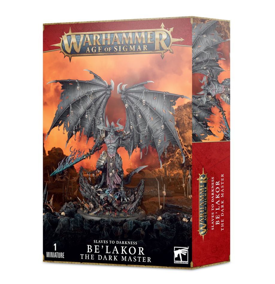 Boîte Warhammer Age of Sigmar : Be’lakor the Dark Master, figurine Citadel imposante des Slaves to Darkness.