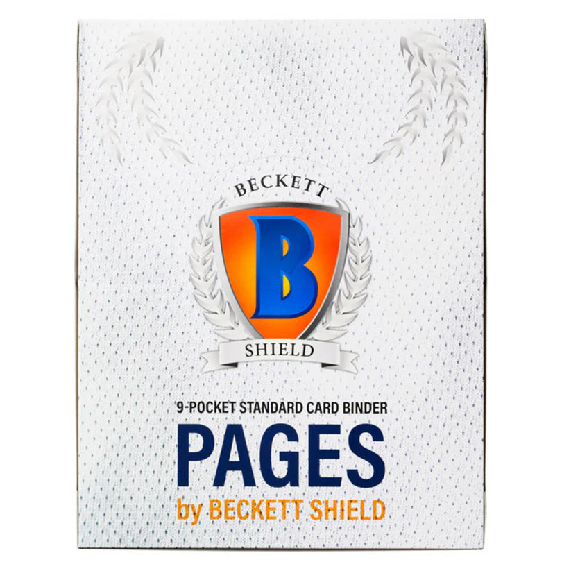 Boîte de 100 pages Beckett Shield à 9 pochettes transparentes, compatibles classeurs pour cartes de collection.