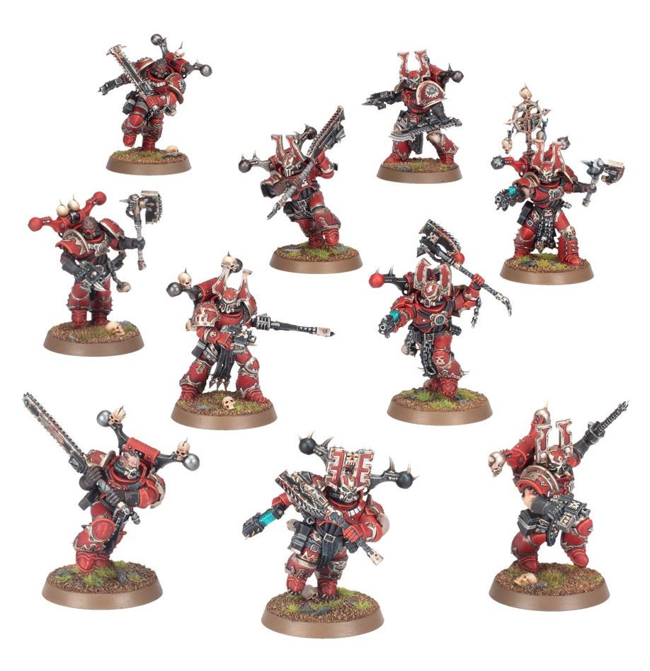 Boîte de figurines Berzerks de Khorne pour Warhammer 40K, contenant 10 miniatures ultra-détaillées.