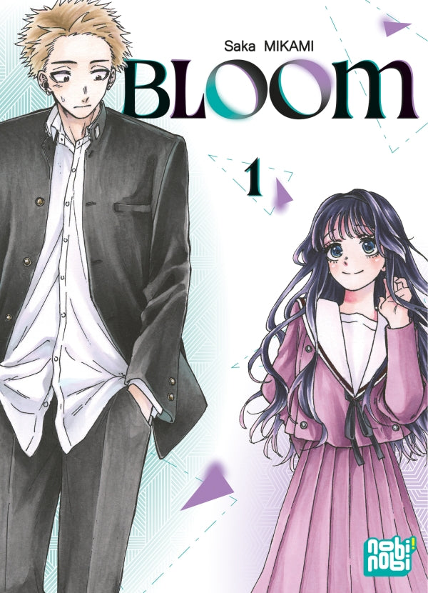 manga Bloom Tome 1 montrant un lycéen réservé et une lycéenne souriante, dans un style doux et romantique.