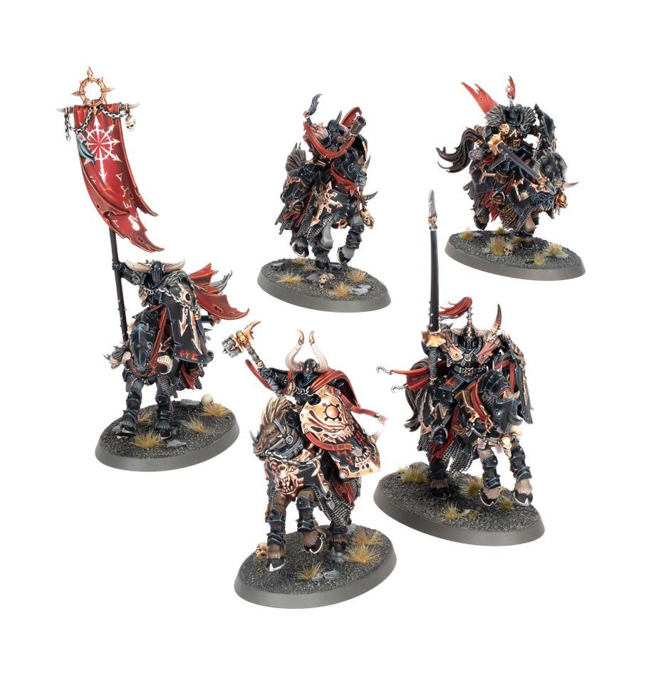 Boîte Warhammer Age of Sigmar Slaves to Darkness Chaos Knights avec 5 figurines montées