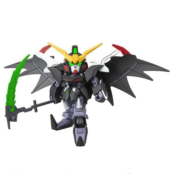 Gunpla SD EX-Standard Gundam Deathscythe Hell – Maquette chibi noire avec ailes de chauve-souris et faux laser verte, inspirée de Gundam Wing: Endless Waltz.