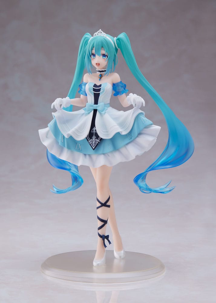 Figurine Hatsune Miku Wonderland Cinderella Ver. en robe bleue et blanche avec tiare â Taito