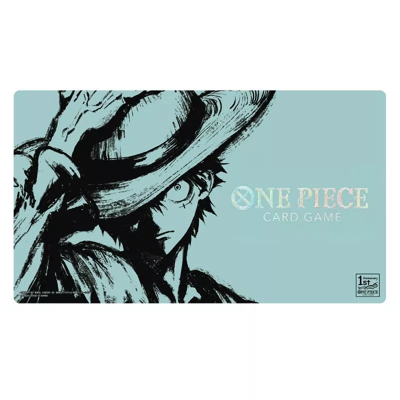 Coffret One Piece Card Game 1st Anniversary Set avec playmat Luffy, deck box, storage box, sleeves et cartes promo exclusives