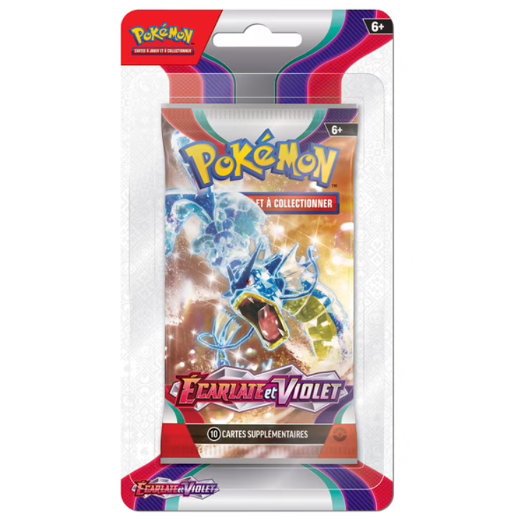 Booster Pokémon JCC Écarlate et Violet avec 10 cartes aléatoires, visuel Gyarados