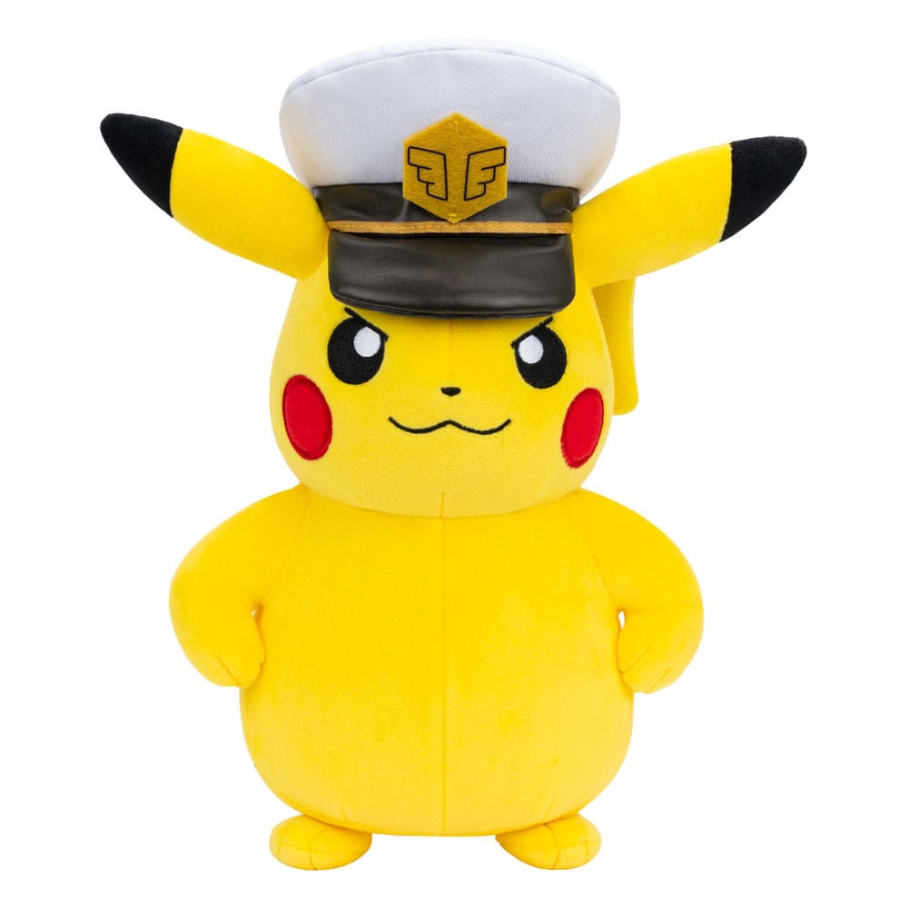 Peluche Pikachu Capitaine Pokémon 20 cm avec casquette blanche