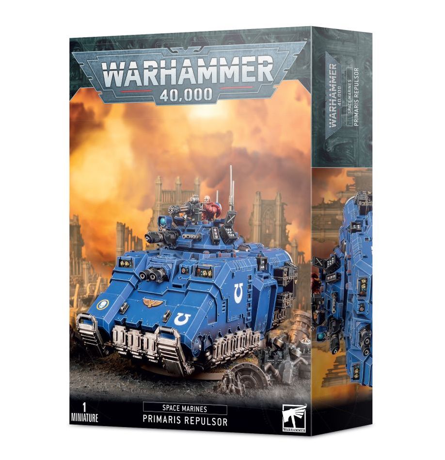 Boîte Warhammer 40,000 Primaris Repulsor Space Marines – char antigrav lourdement armé