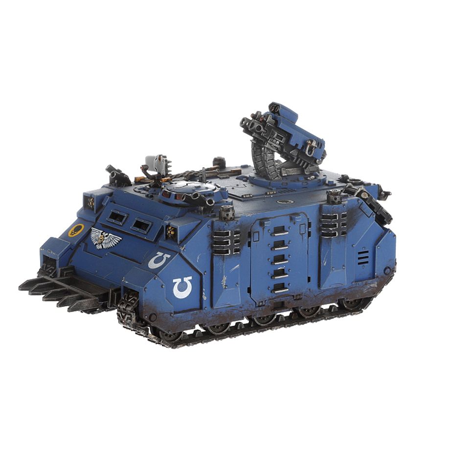 Figurine Warhammer 40,000 Razorback Space Marines – véhicule blindé bleu ultramarine avec tourelle armée