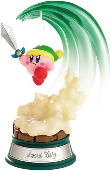 Boîte de 6 figurines Swing Kirby de Re-Ment, représentant Kirby et ses amis sur des scènes féériques et colorées.