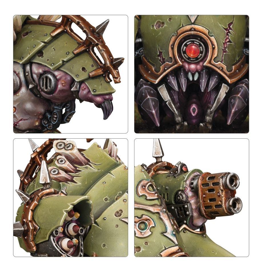 Figurine Warhammer 40,000 : Death Guard Semi-chenillé Méphitique (Myphitic Blight-Hauler), véhicule démoniaque corrompu de Nurgle.