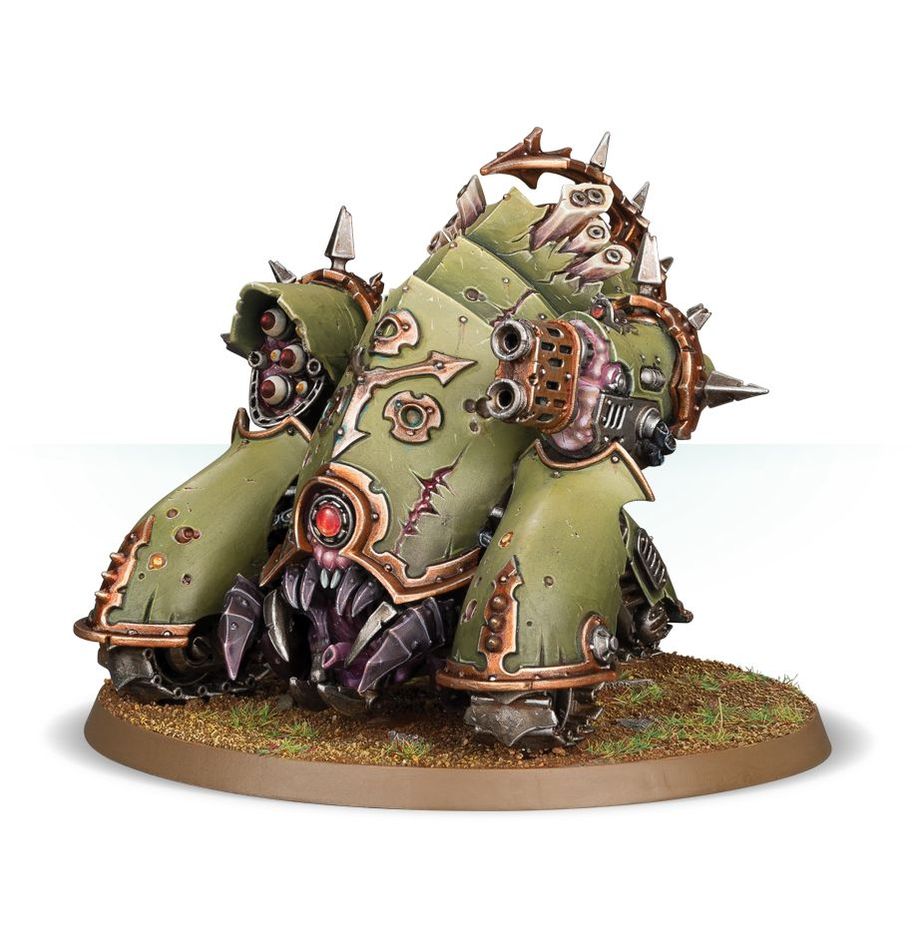 Figurine Warhammer 40,000 : Death Guard Semi-chenillé Méphitique (Myphitic Blight-Hauler), véhicule démoniaque corrompu de Nurgle.