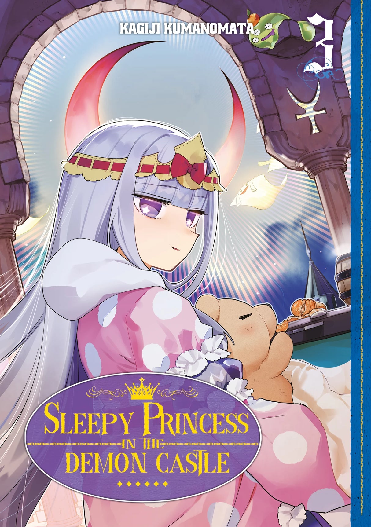 tome 3 du manga Sleepy Princess in the Demon Castle, avec la princesse Syalis dans son pyjama rose, tenant son ours en peluche, et un décor nocturne au château démoniaque.