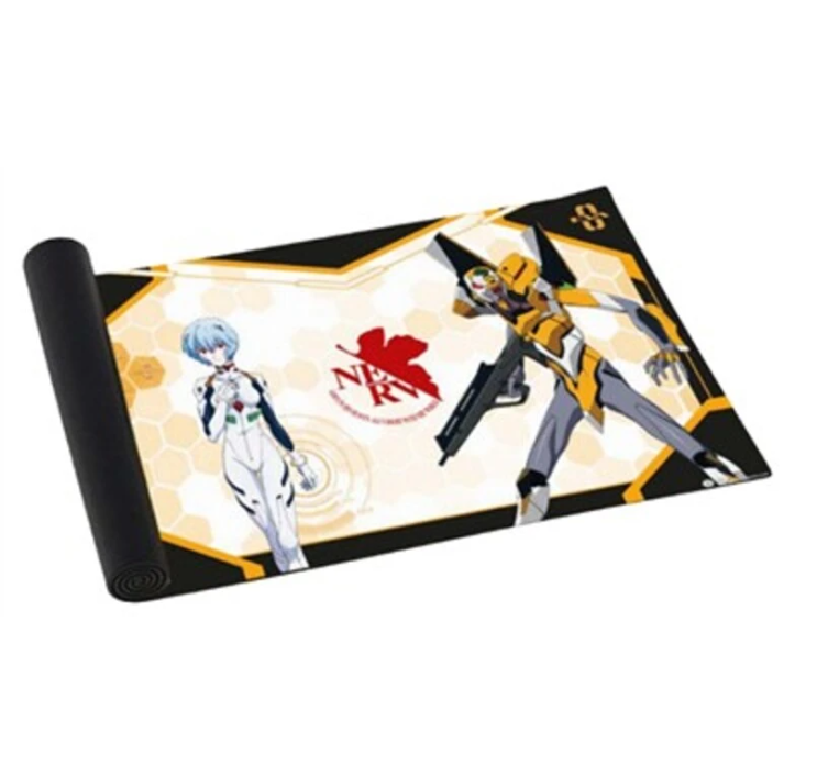 Tapis de jeu Evangelion avec Rei Ayanami et EVA-00 – surface lisse et base antidérapante.