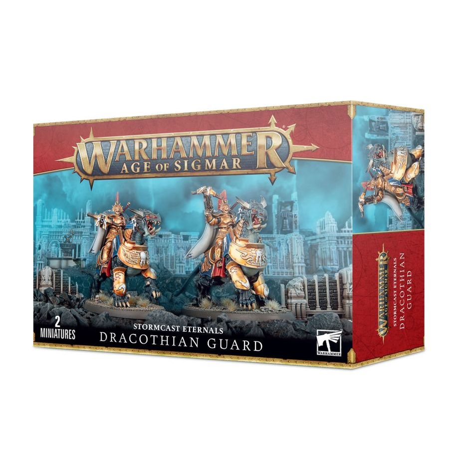 Boîte Warhammer Age of Sigmar Dracothian Guard Stormcast Eternals avec 2 cavaliers sur dracoths