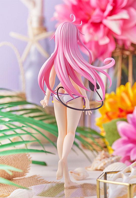 Figurine Pop Up Parade de Lala Satalin Deviluke (To Love-Ru Darkness), en bikini blanc et violet, avec ses cheveux roses et sa queue démoniaque emblématique.