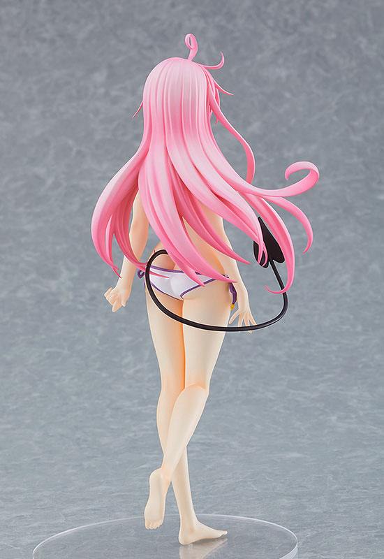 Figurine Pop Up Parade de Lala Satalin Deviluke (To Love-Ru Darkness), en bikini blanc et violet, avec ses cheveux roses et sa queue démoniaque emblématique.