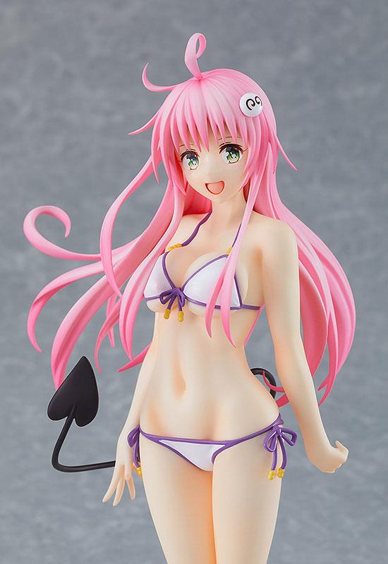 Figurine Pop Up Parade de Lala Satalin Deviluke (To Love-Ru Darkness), en bikini blanc et violet, avec ses cheveux roses et sa queue démoniaque emblématique.