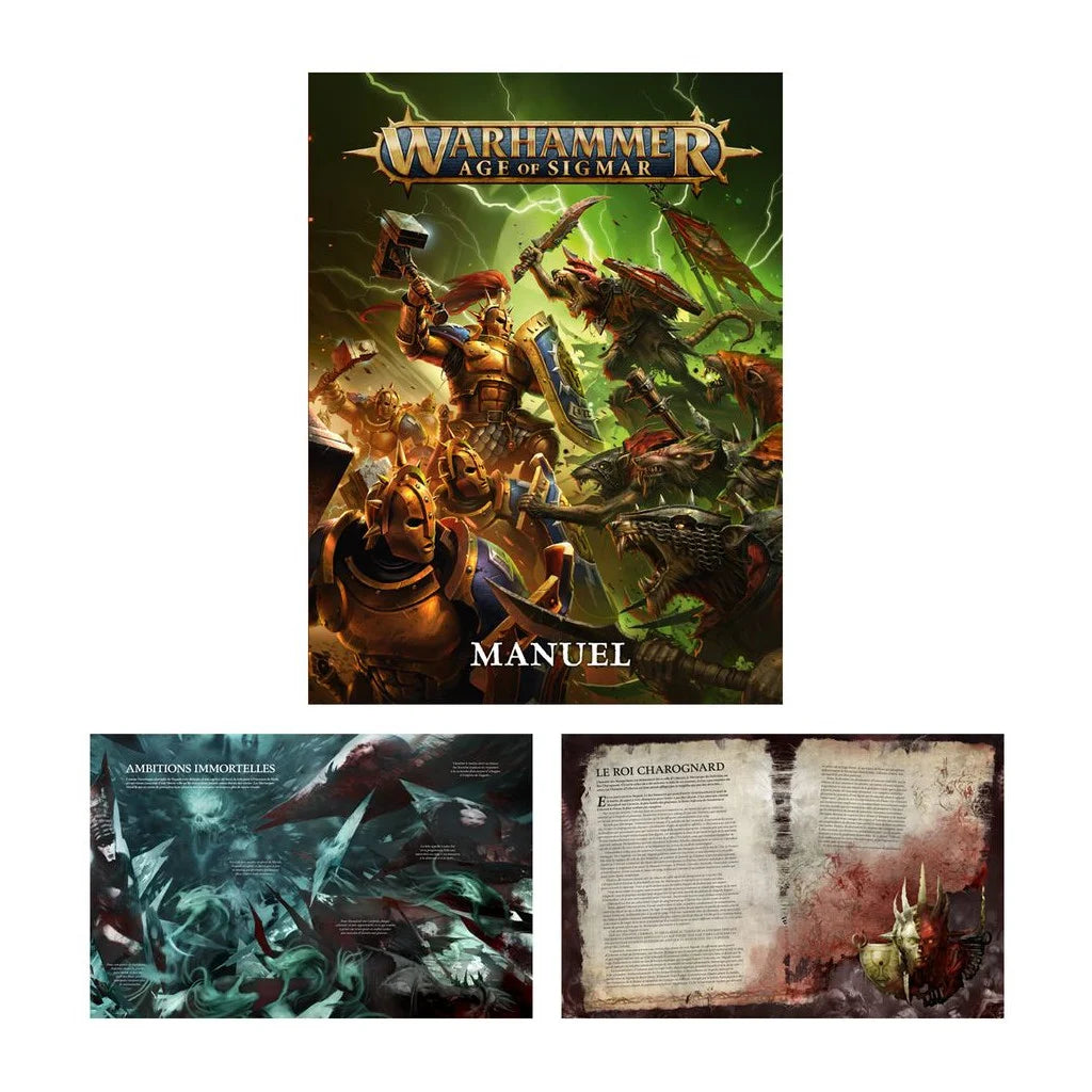 Boîte Warhammer Age of Sigmar Set de Découverte avec figurines Stormcast Eternals et Skavens, peintures et accessoires