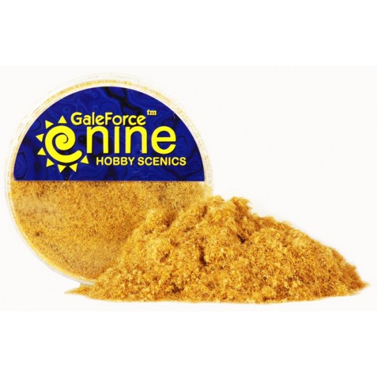 Pot de flocage statique couleur sable Arid Static Grass de Gale Force Nine pour le modélisme et les socles de figurines.