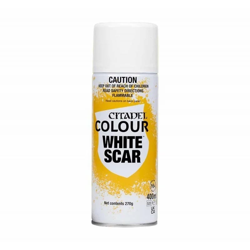 Bombe de peinture blanche Citadel Colour White Scar – aérosol de 400ml