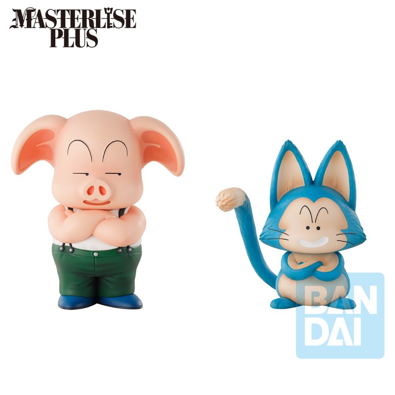 Figurines Dragon Ball Masterlise Plus : Oolong bras croisés et Puar souriant, version Bandai officielle.