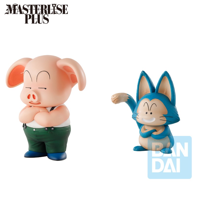 Figurines Dragon Ball Masterlise Plus : Oolong bras croisés et Puar souriant, version Bandai officielle.
