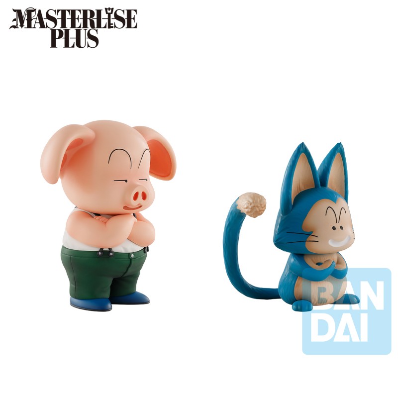 Figurines Dragon Ball Masterlise Plus : Oolong bras croisés et Puar souriant, version Bandai officielle.