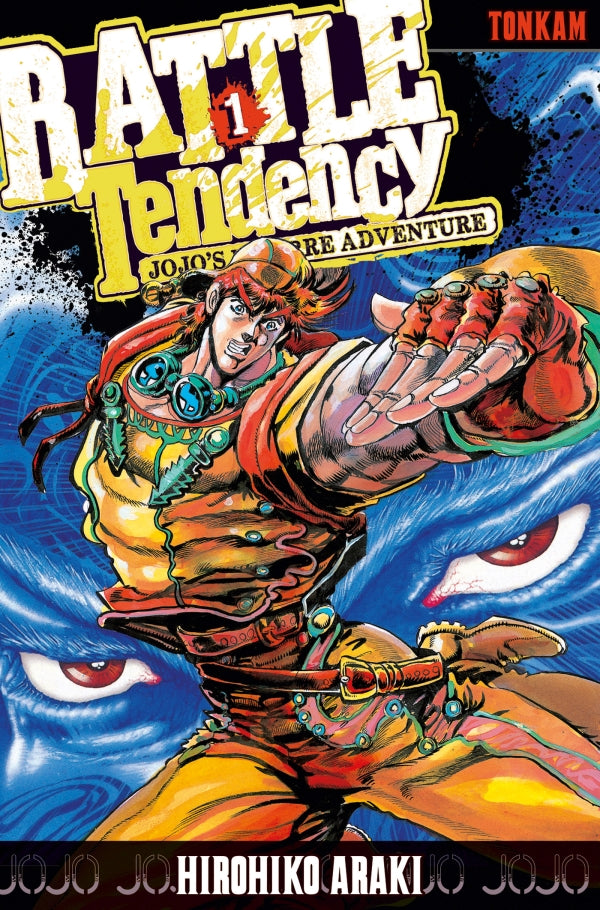 manga JoJo’s Bizarre Adventure – Battle Tendency, mettant en scène Joseph Joestar dans un style dynamique et coloré, typique de l’univers d’Hirohiko Araki.