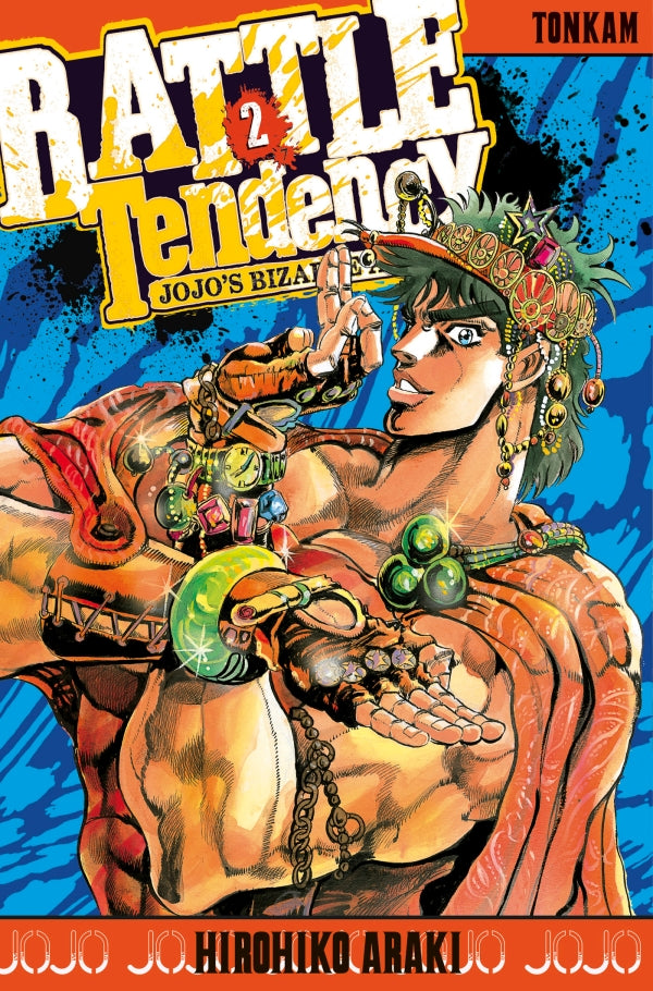 manga JoJo’s Bizarre Adventure – Battle Tendency, mettant en scène Joseph Joestar dans un style dynamique et coloré, typique de l’univers d’Hirohiko Araki.