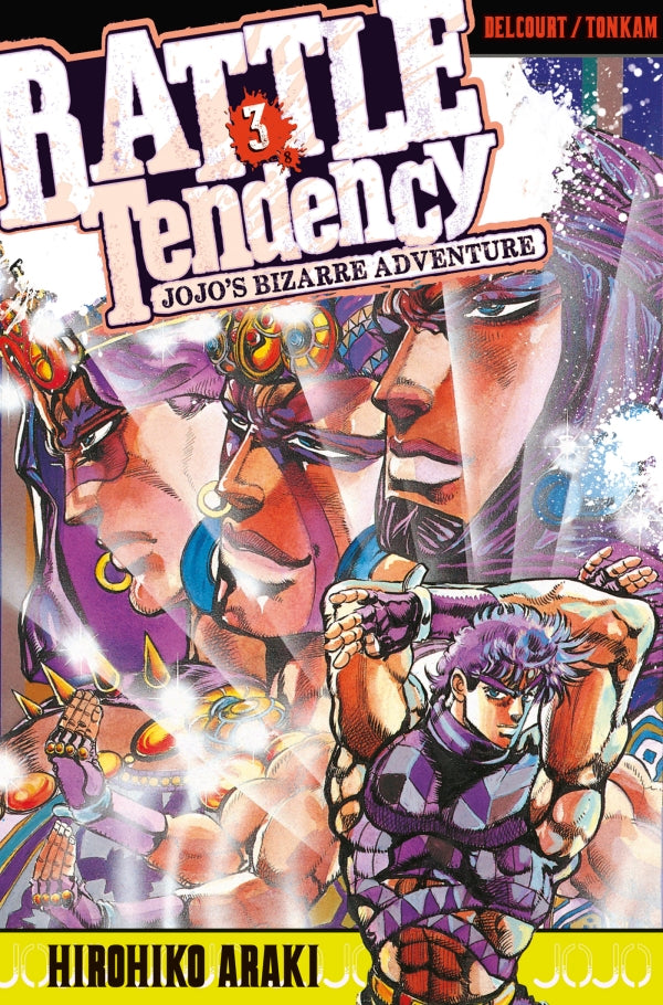 manga JoJo’s Bizarre Adventure – Battle Tendency, mettant en scène Joseph Joestar dans un style dynamique et coloré, typique de l’univers d’Hirohiko Araki.