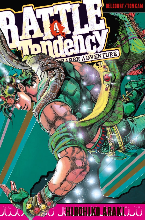 manga JoJo’s Bizarre Adventure – Battle Tendency, mettant en scène Joseph Joestar dans un style dynamique et coloré, typique de l’univers d’Hirohiko Araki.