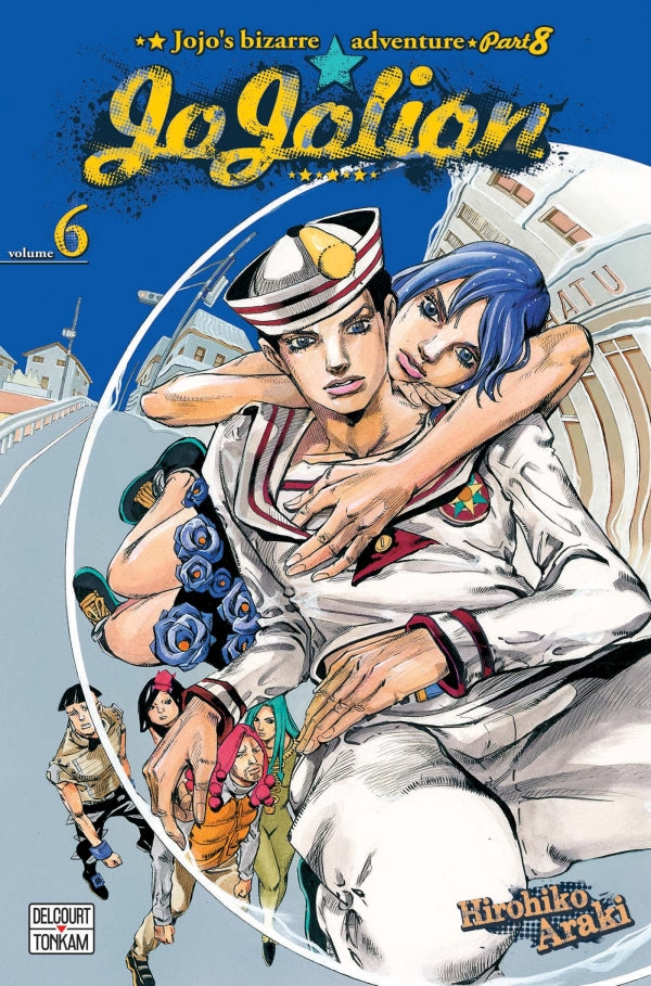 Jaquette du manga Jojolion - JoJo's Bizarre Adventure Part 8, avec Josuke Higashikata en tenue stylisée, sur un fond coloré et psychédélique typique d’Hirohiko Araki.
