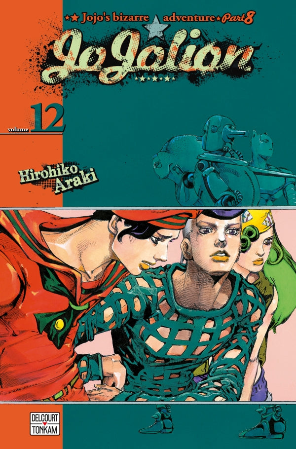 Jaquette du manga Jojolion - JoJo's Bizarre Adventure Part 8, avec Josuke Higashikata en tenue stylisée, sur un fond coloré et psychédélique typique d’Hirohiko Araki.