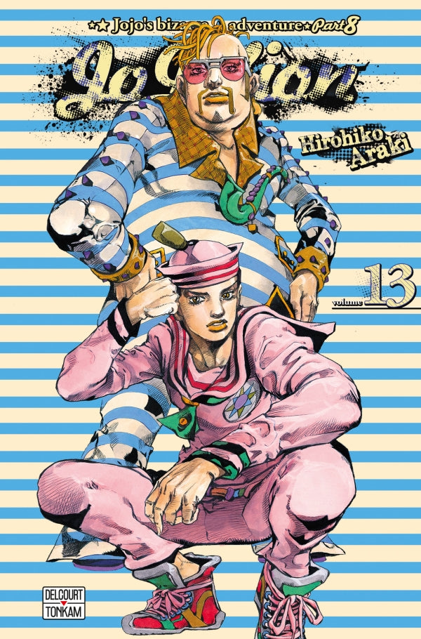 Jaquette du manga Jojolion - JoJo's Bizarre Adventure Part 8, avec Josuke Higashikata en tenue stylisée, sur un fond coloré et psychédélique typique d’Hirohiko Araki.