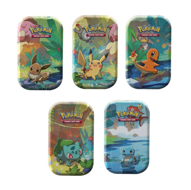 Mini Tin Pokémon Amis de Kanto – coffrets métal avec boosters et cartes artistiques