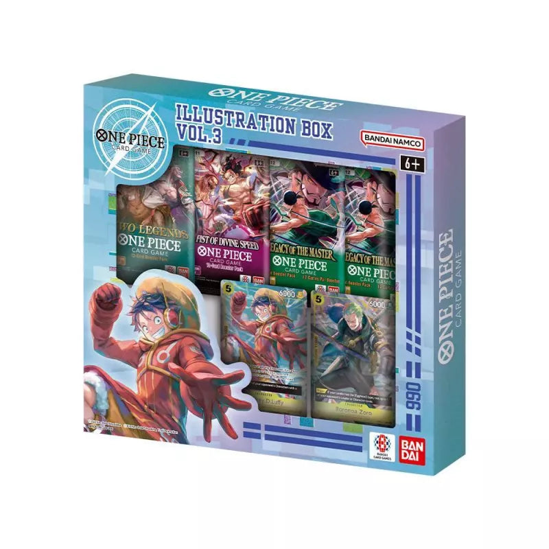 Découvrez l’Illustration Box Vol.3 (IB-03) du One Piece Card Game : cartes exclusives, boosters et accessoires collector Bandai Namco.