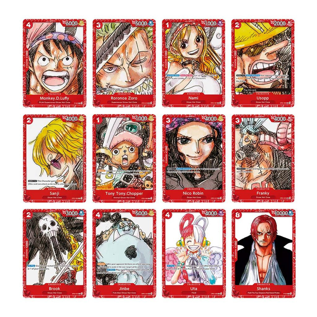 One Piece Card Game – Premium Card Collection Film Red Edition en coffret rouge, produit officiel Bandai Namco