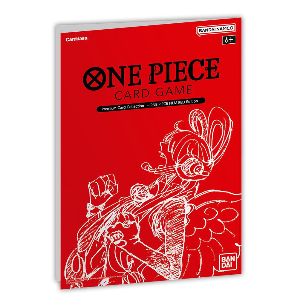 One Piece Card Game – Premium Card Collection Film Red Edition en coffret rouge, produit officiel Bandai Namco