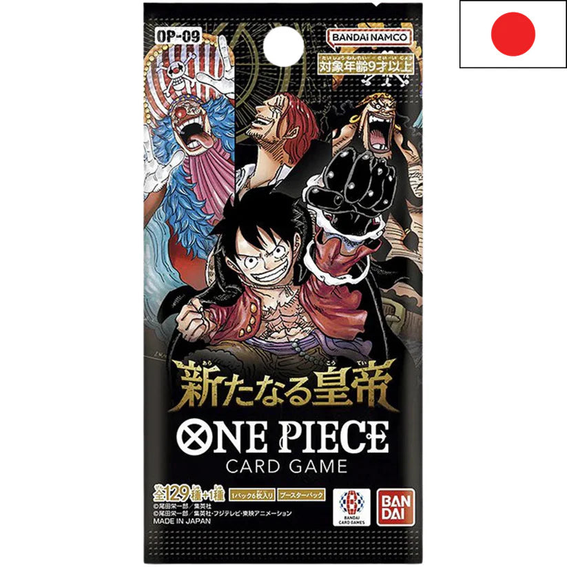Booster One Piece Card Game OP-09 Nouveaux Empereurs – Version japonaise officielle Bandai.