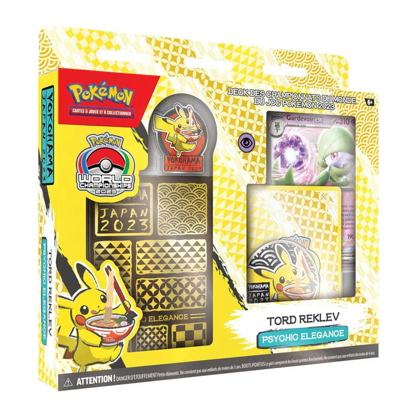 Deck Pokémon Championnats du Monde 2023 Tord Reklev Psychic Elegance – coffret officiel Yokohama avec accessoires.