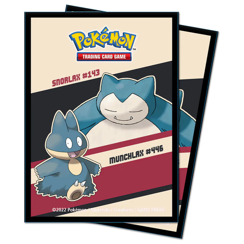 Protèges-cartes Pokémon Ronflex et Goinfrex – Lot de 65 sleeves Ultra Pro, design officiel.