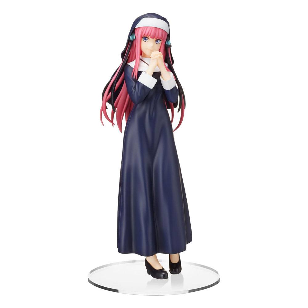 Figurine SPM Nino Nakano Sister Ver., habillée d'une robe de nonne bleu nuit, inspirée de The Quintessential Quintuplets.