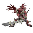 Maquette 30 Minutes Fantasy 30MF Class Up Armor Dragonia Lord rouge avec ailes, cornes et grande épée sur fond blanc.