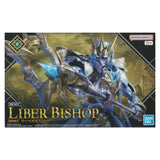 Maquette 30 Minutes Fantasy 30MF Liber Bishop avec armure argentée, éléments bleus translucides et bâton magique sur fond blanc.