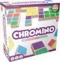 Boîte du jeu Chromino avec tuiles en bois colorées, domininos de couleur et indications 1 à 6 joueurs, dès 6 ans, 30 minutes.