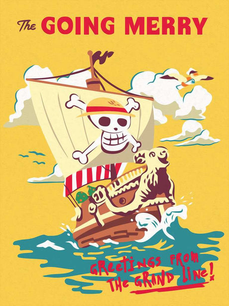 CreArt Ravensburger One Piece The Going Merry Postcard, peinture par numéros 18 x 24 cm avec Luffy et le navire Going Merry.