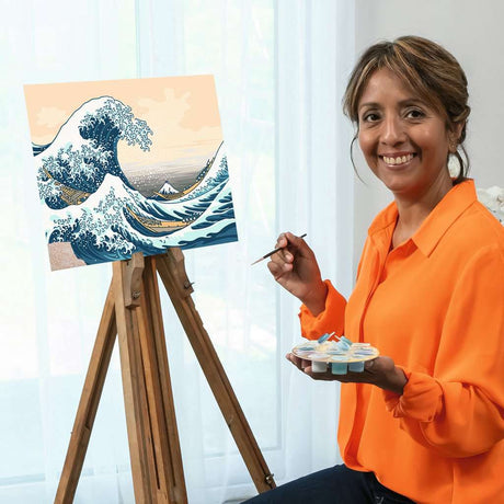 CreArt Ravensburger Collection d’Art Hokusai La Grande Vague, peinture par numéros 40 x 30 cm avec l’estampe japonaise La Grande Vague de Kanagawa.