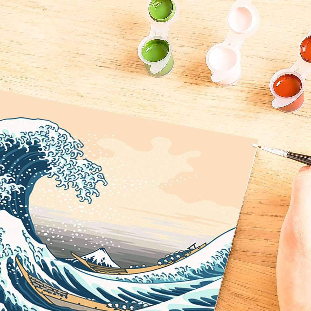 CreArt Ravensburger Collection d’Art Hokusai La Grande Vague, peinture par numéros 40 x 30 cm avec l’estampe japonaise La Grande Vague de Kanagawa.