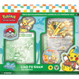 Boîte du Deck Pokémon des Championnats du Monde 2025 Liao Fu Guan avec Gromago ex, Pikachu mascotte et logo Anaheim 2025.