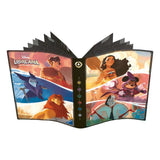 Album de collection Disney Lorcana ouvert avec illustrations de Mickey, Vaiana, Cruella d’Enfer, Maléfique, Hercule, Simba et Kronk.